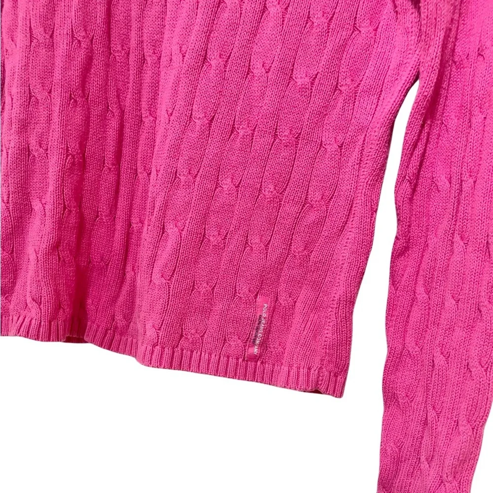 Ralph Lauren Polo Pink Cable Knit Crewneck Pullover Sweater Size M Medium